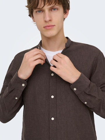 Only & Sons Slim fit Srajca 'ONSCaiden' | rjava barva