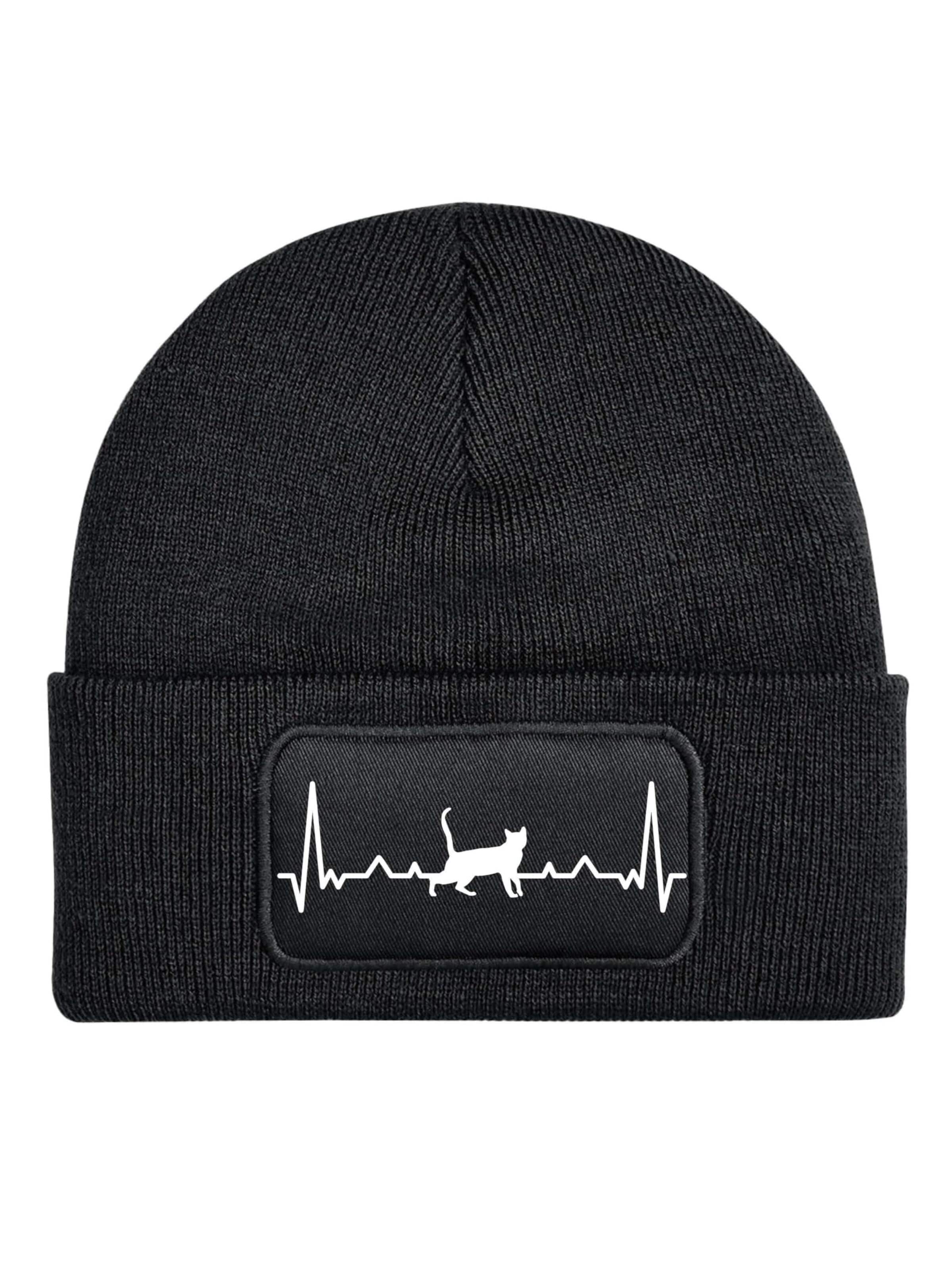 Youth Designz Beanie 'Heartbeat Katze' in Black: front
