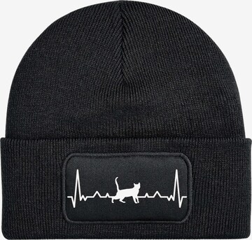 Youth Designz Mütze 'Heartbeat Katze' in Schwarz: Vorderseite