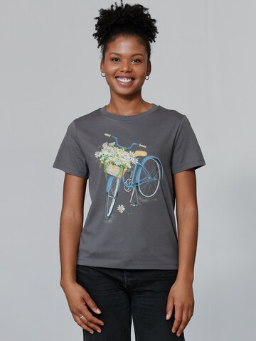 Watapparel Shirt 'Blaues Damenrad' in Grau: Vorderseite
