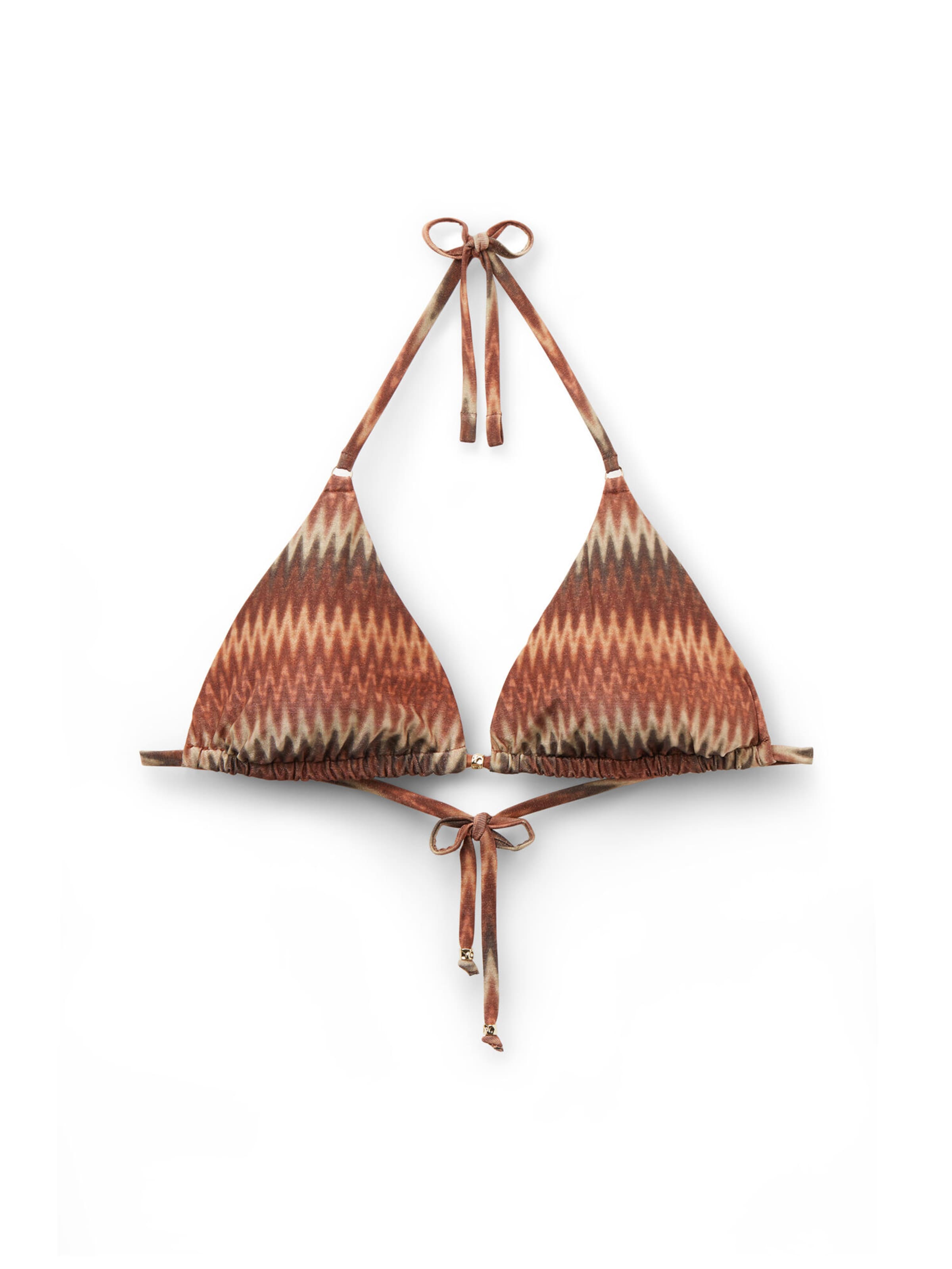 CALZEDONIA Triangle Bikini Top 'Golden Chevron' in Brown: front