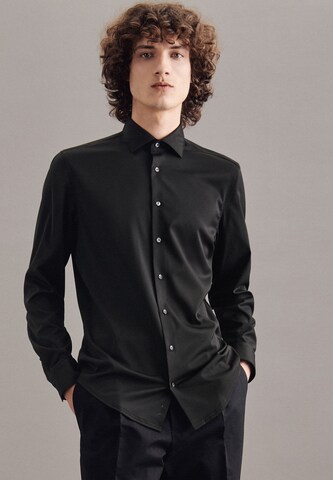 SEIDENSTICKER Slim fit Business Shirt in Black: front