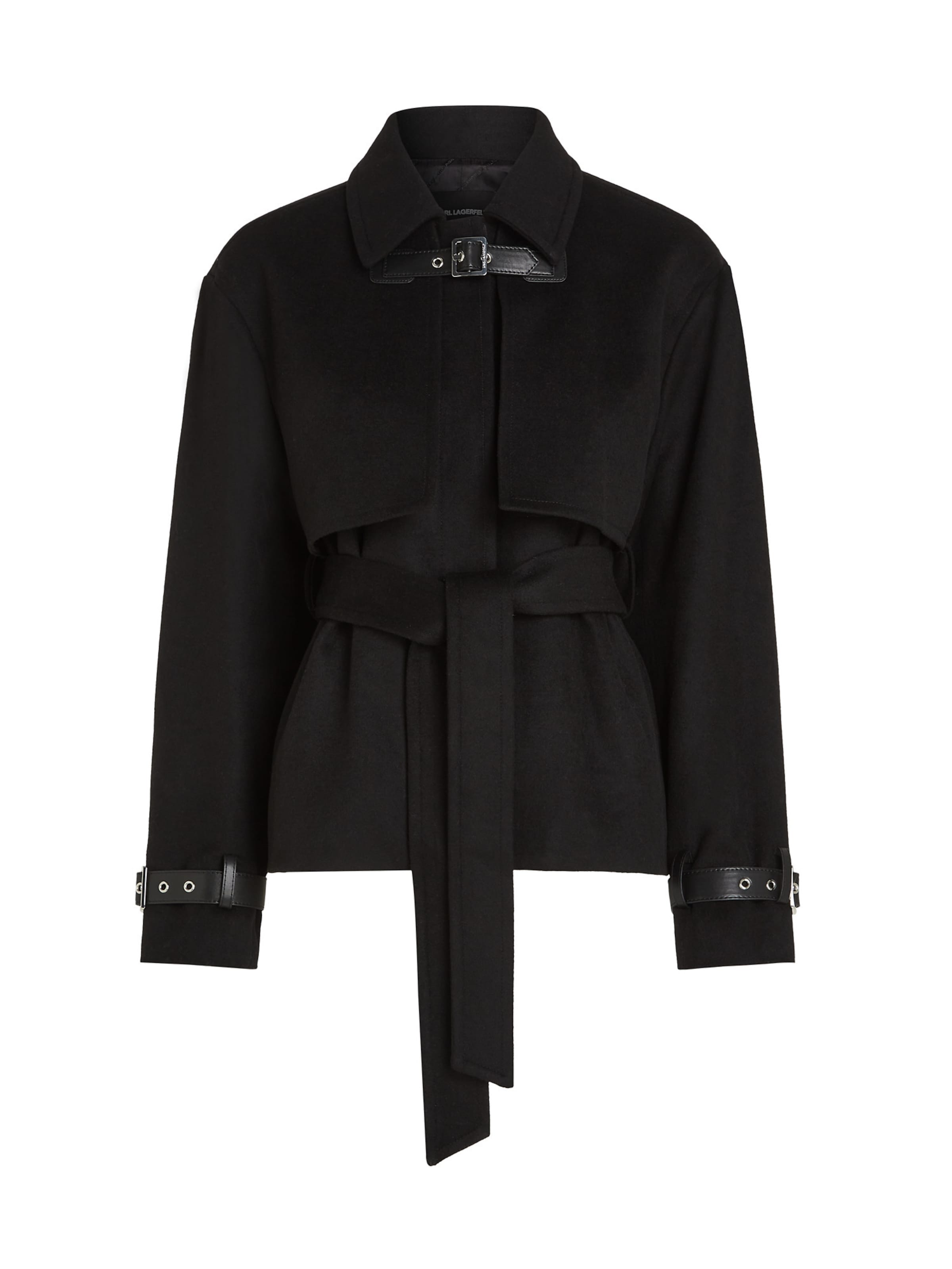 Karl Lagerfeld - Sobretudo meia-estação em preto: frente