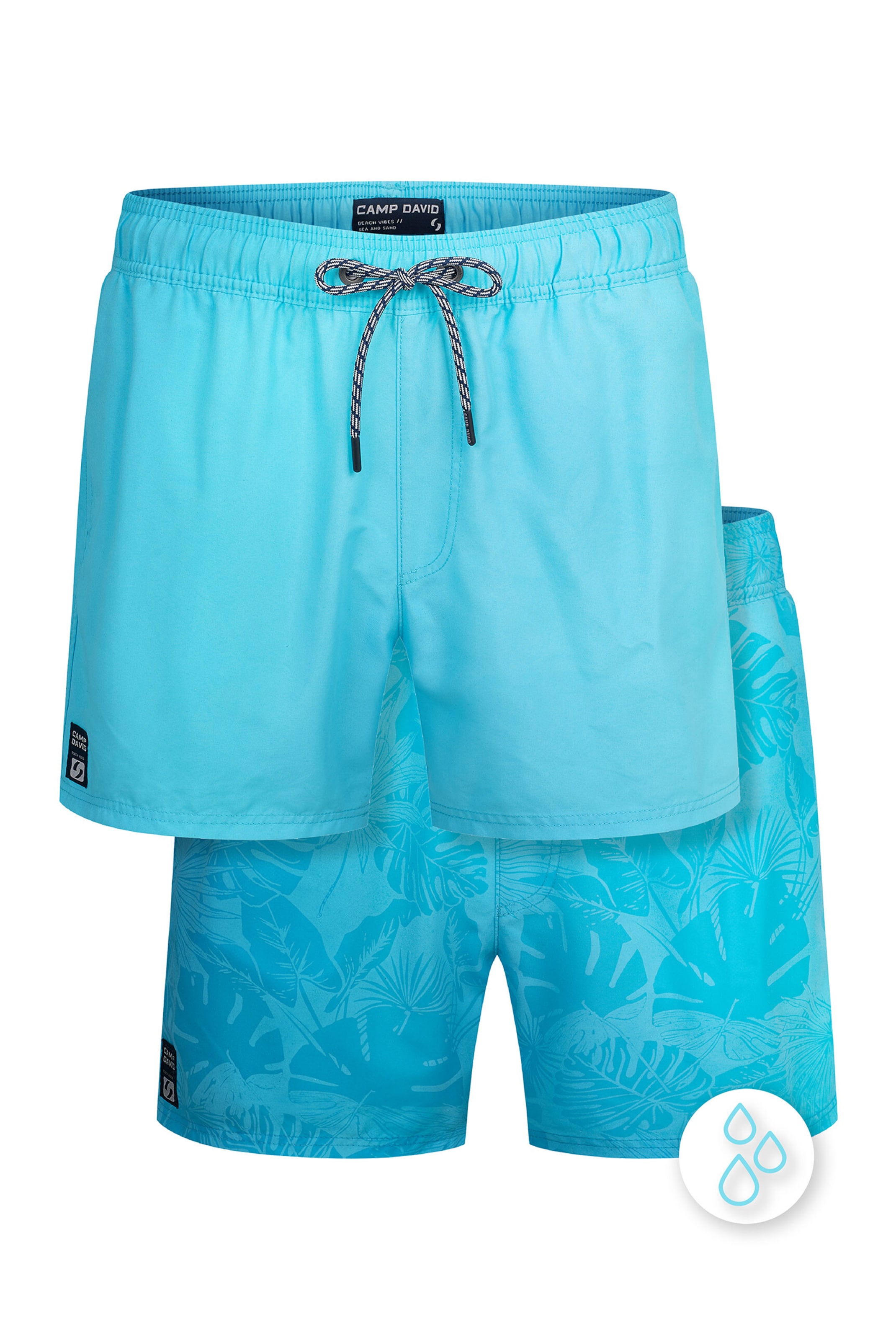 CAMP DAVID Badehose mit Wasser reaktiven Design in S in hellblau, Produktansicht