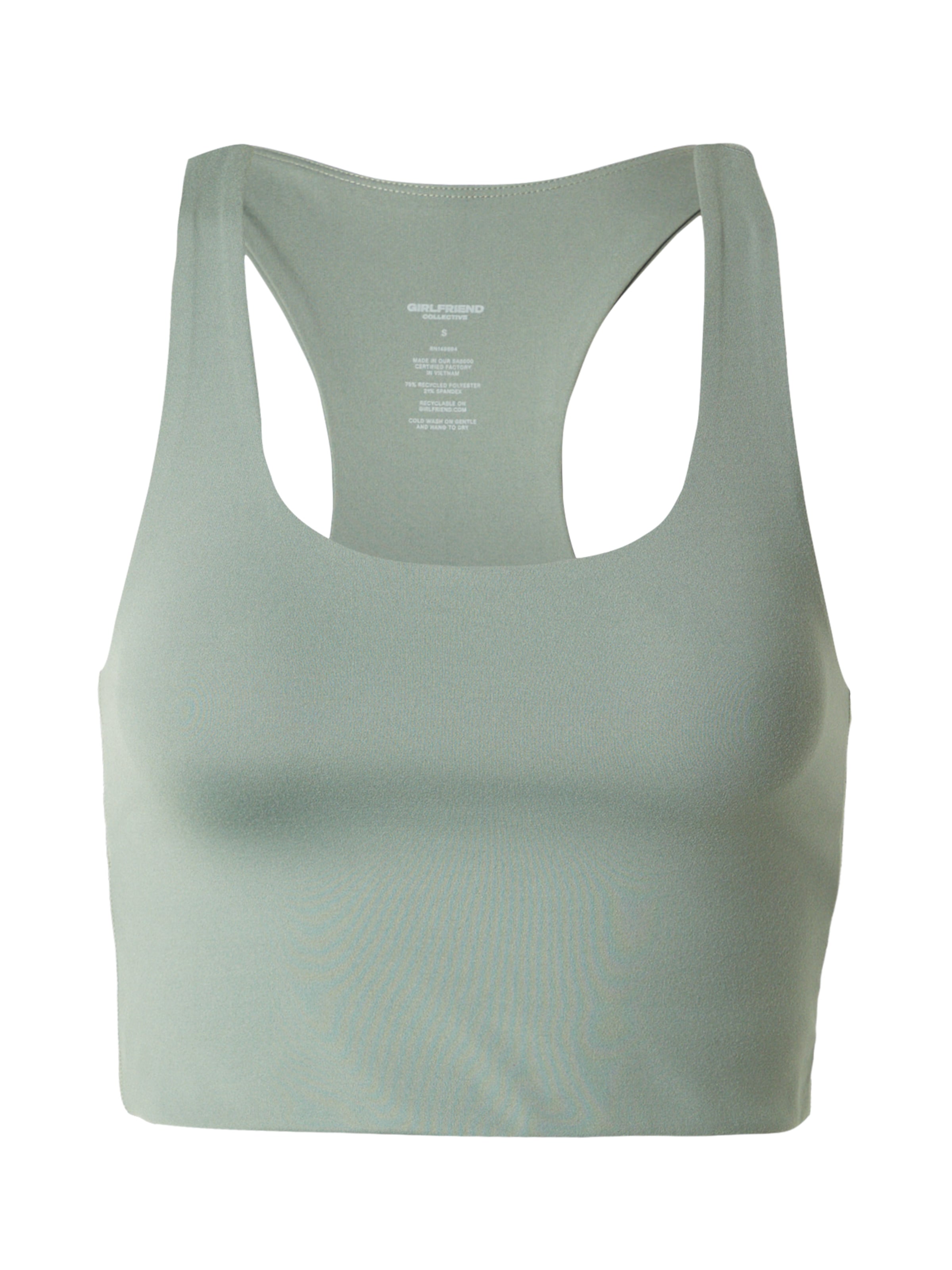 Girlfriend Collective Õlapaelteta topp Spordirinnahoidja 'PALOMA', värv roheline: eest vaates