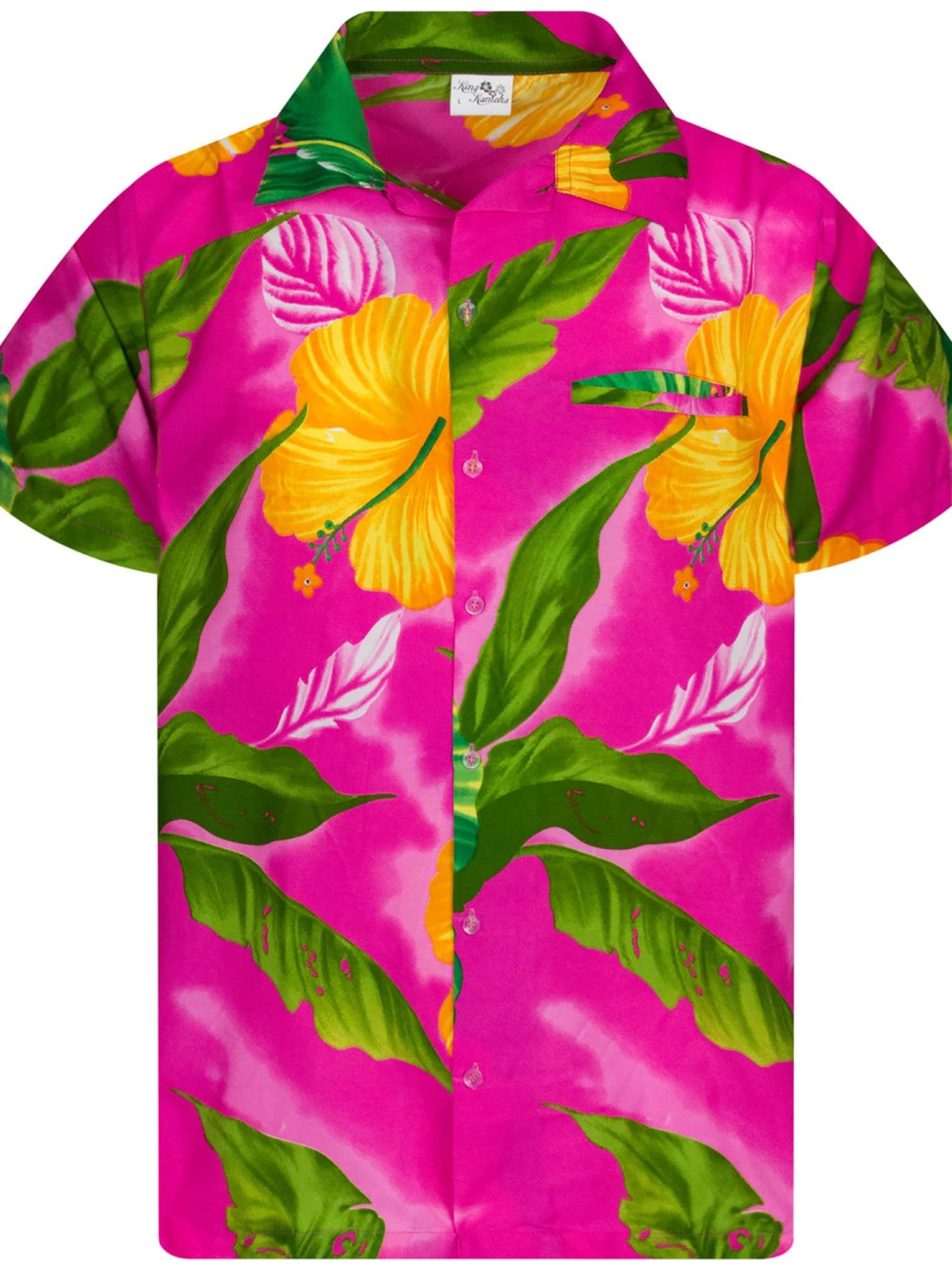 King Kameha Shirt 'Big Flower' in Pink: front