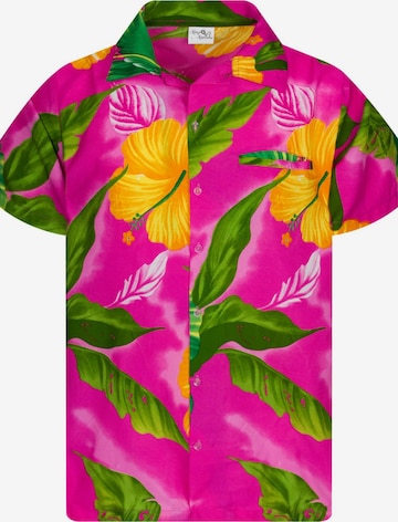 King Kameha Shirt 'Big Flower' in Pink: front