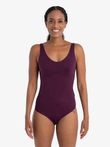 ICEBREAKER Bodysuit 'Queens' in Purple: front