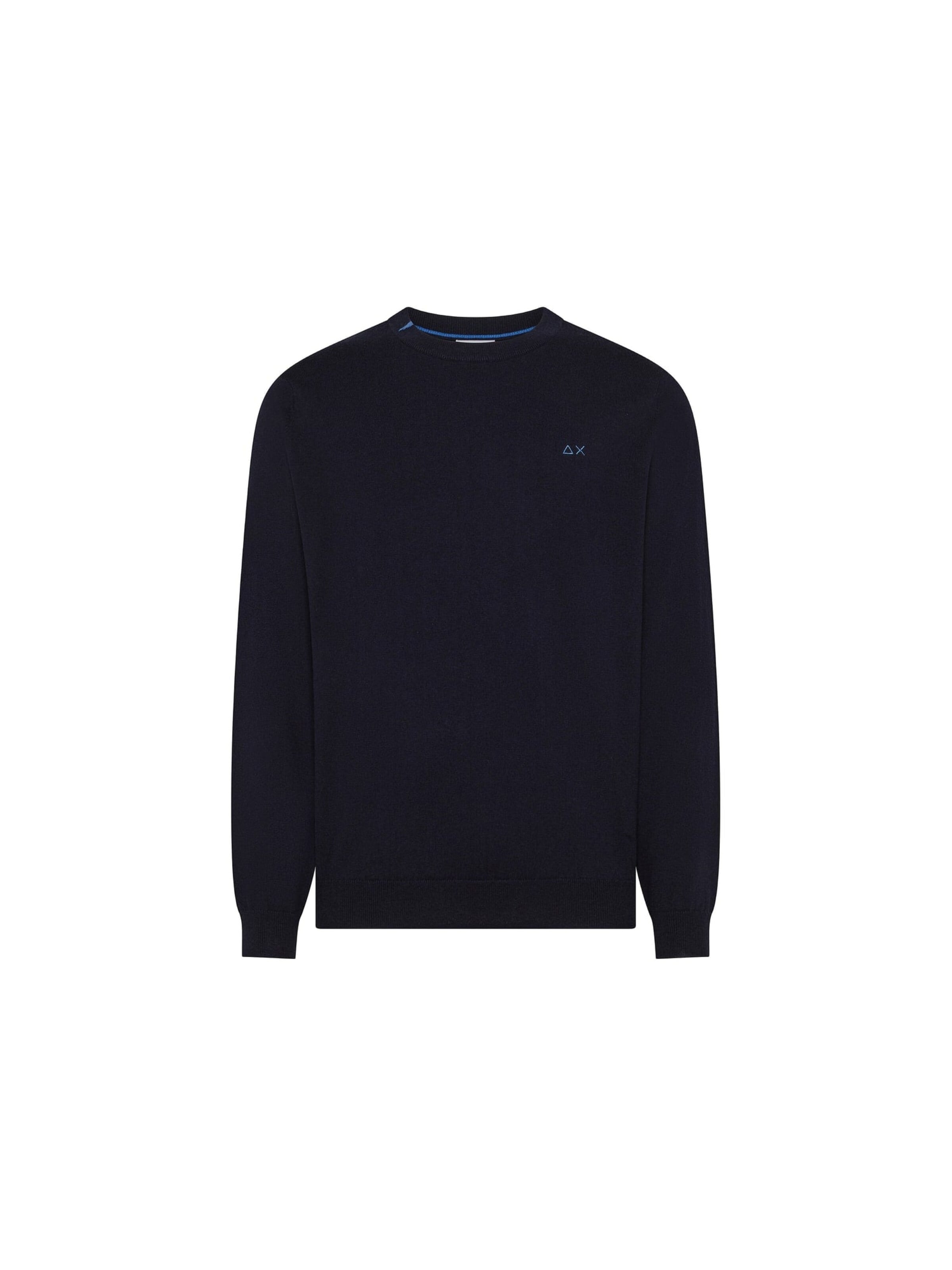 Pull-over 'Men's Crew Neck Sweater in Wool and Cotton navy blue' SUN68 en bleu : devant