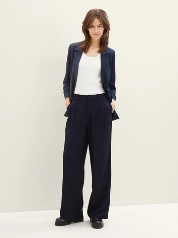 TOM TAILOR DENIM Wide leg Pleat-Front Pants in Blue