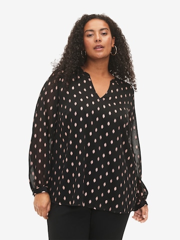 Zizzi Blouse 'CABIX' in Zwart: voorkant