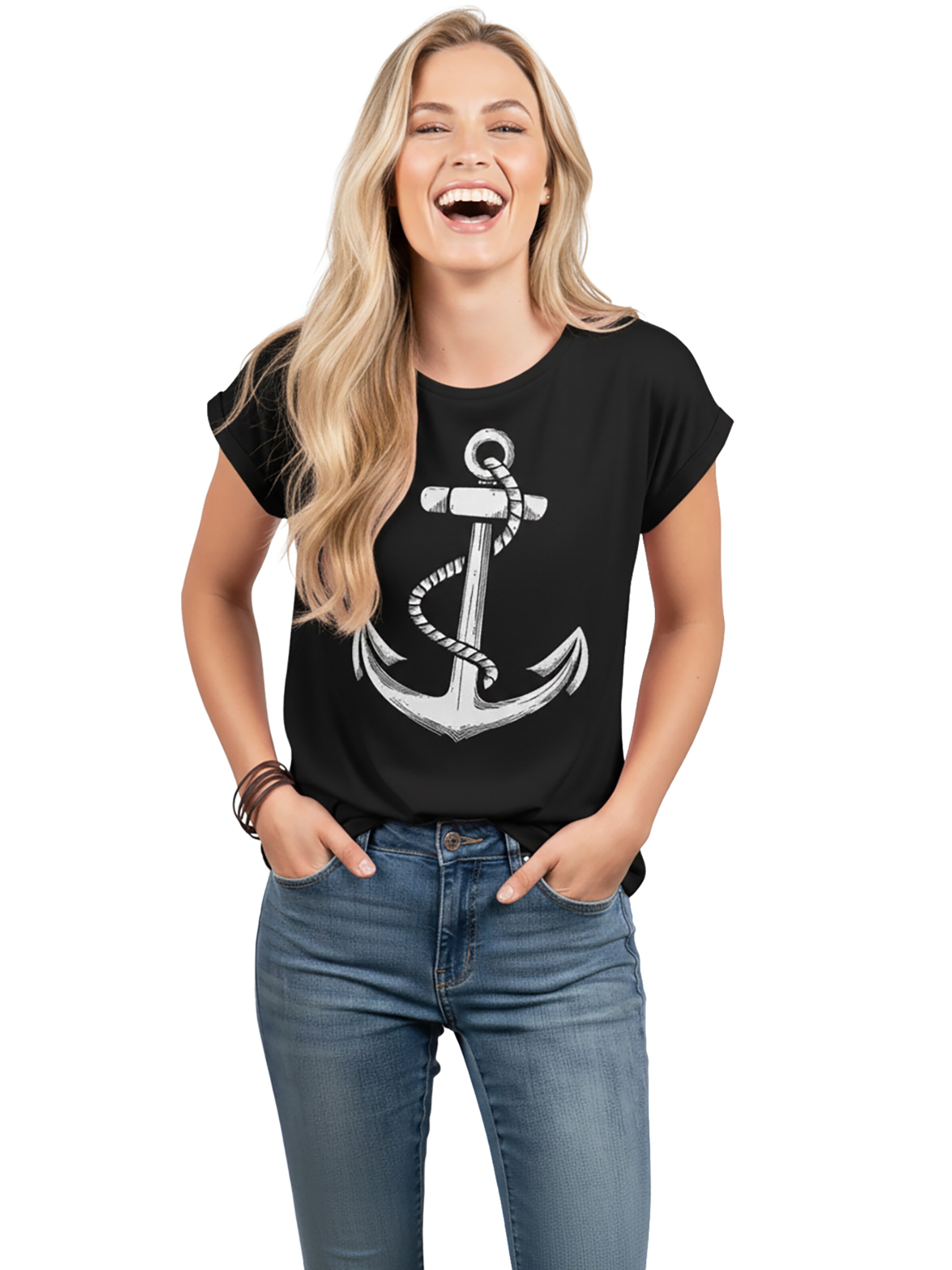 MAKAYA Shirt 'Anker' in Black: front