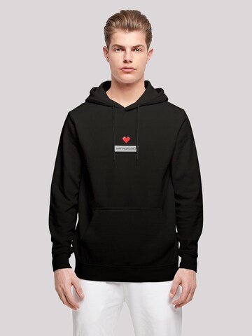 F4NT4STIC Sweatshirt 'Pixel Herz Happy New Year Silvester' in Zwart: voorkant