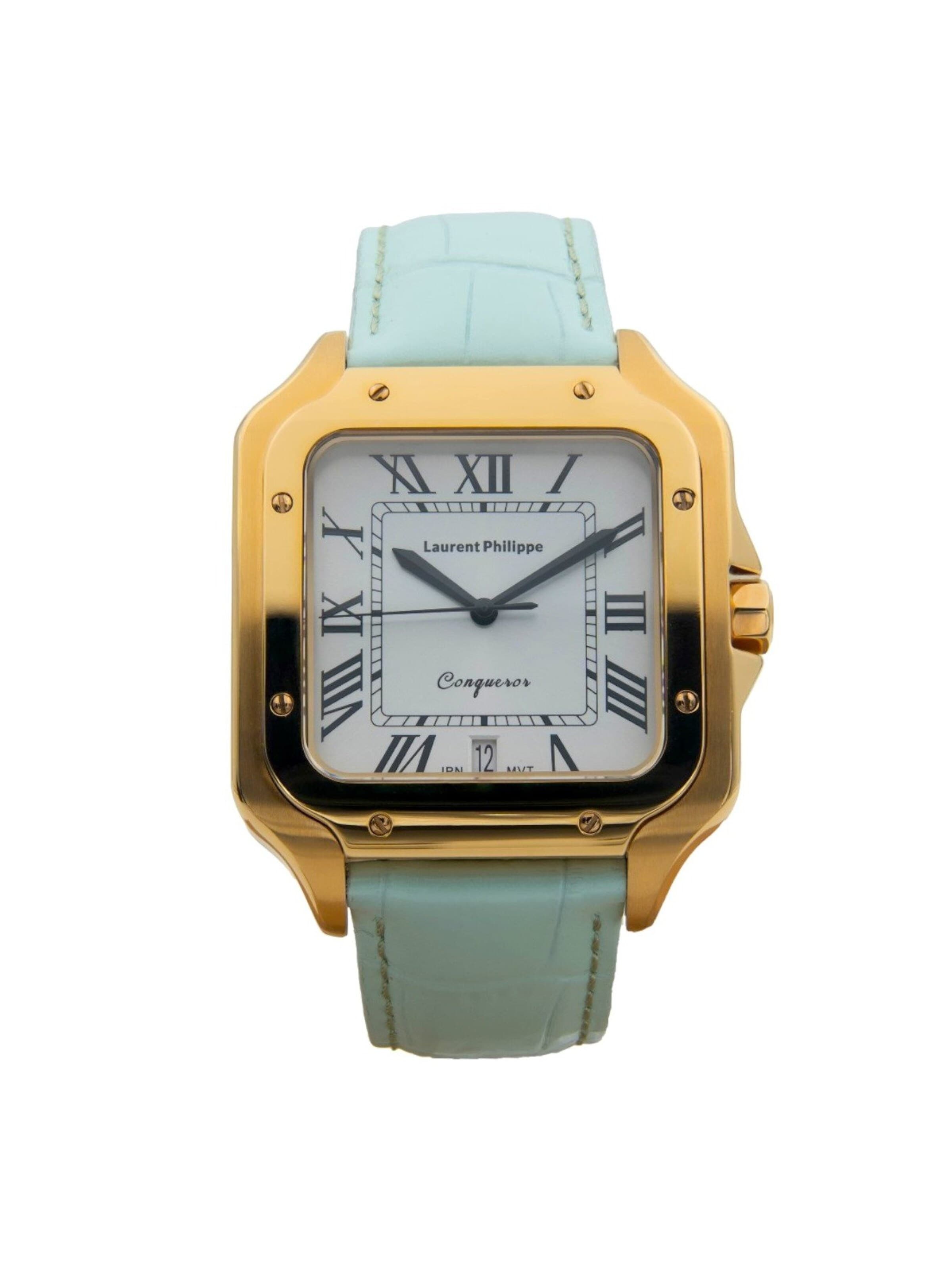 Laurent Philippe - Reloj analógico 'Conqueror The Golden Empress – Nude Mint' en verde: frente