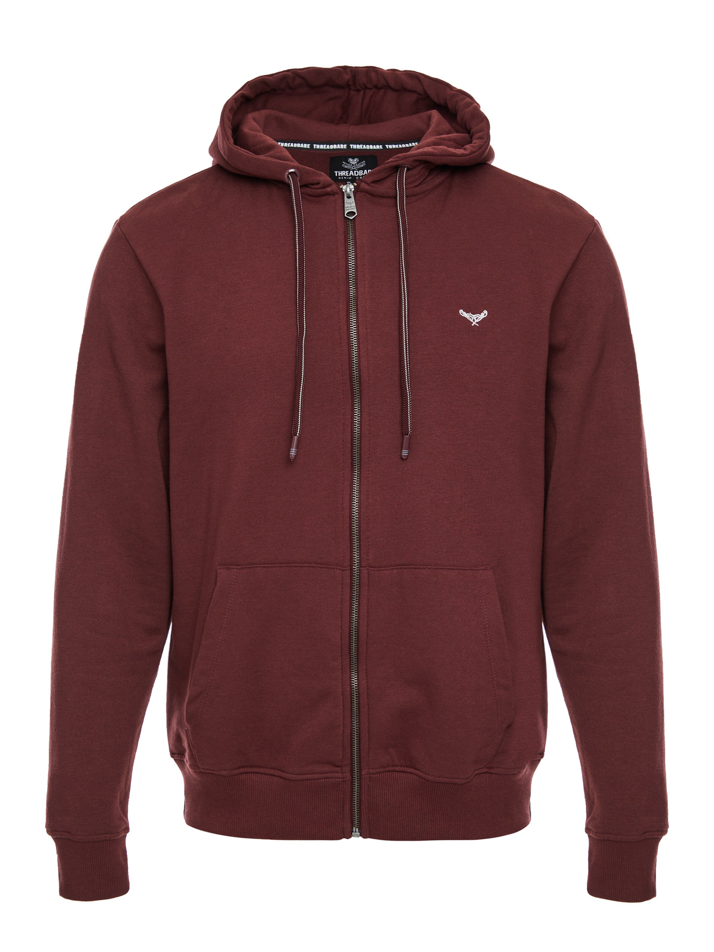 Threadbare Zip-Up Hoodie 'Through Tangerine' in Red: front