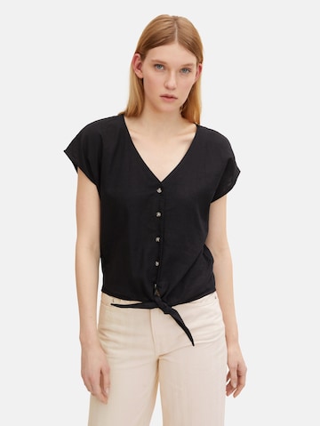 TOM TAILOR DENIM Bluse in Schwarz: predná strana