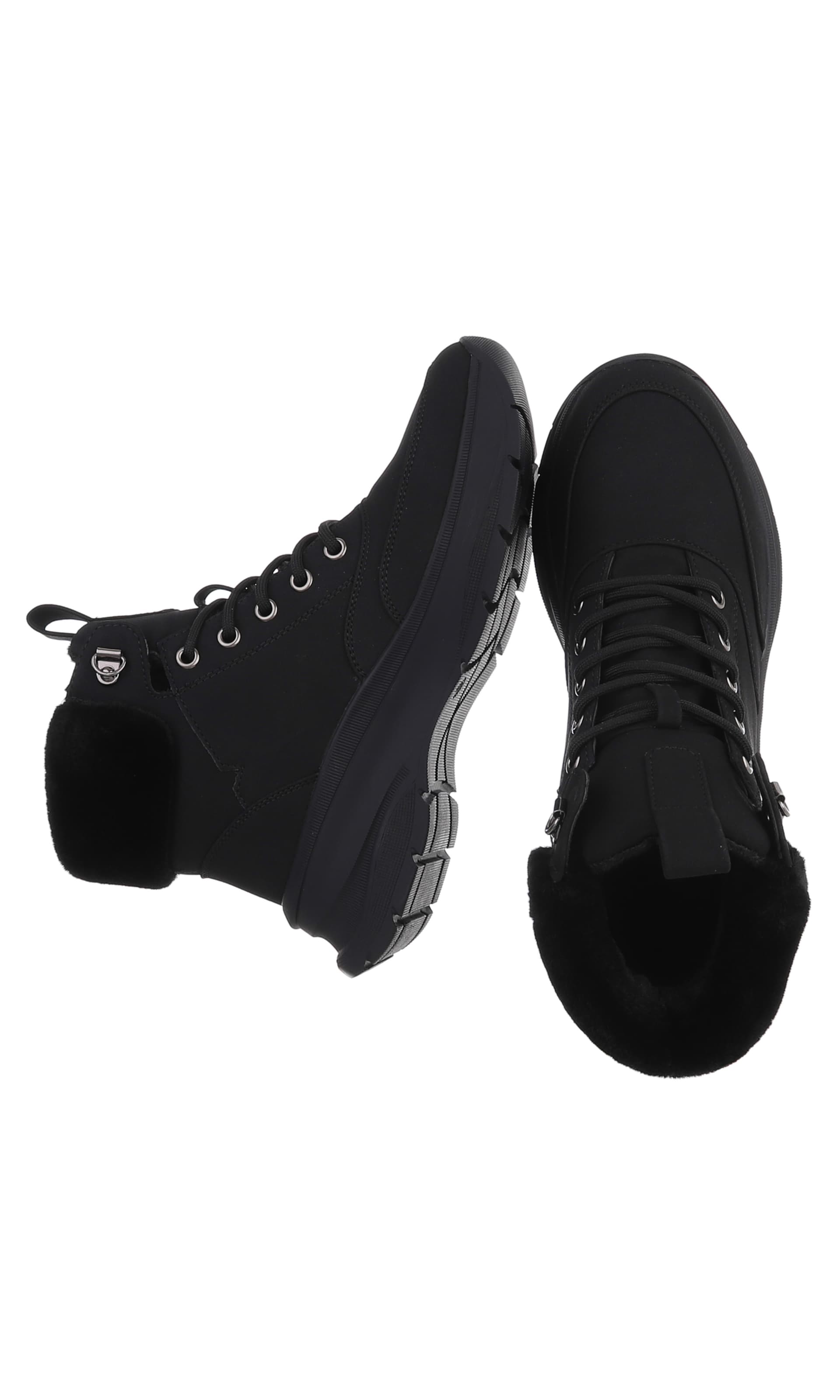 Ital-Design Schnürstiefelette in Schwarz