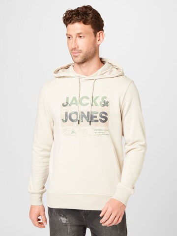 JACK & JONES Mikina 'Trek' – béžová: přední strana