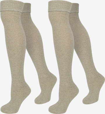 normani Over the Knee Socks in Beige: front