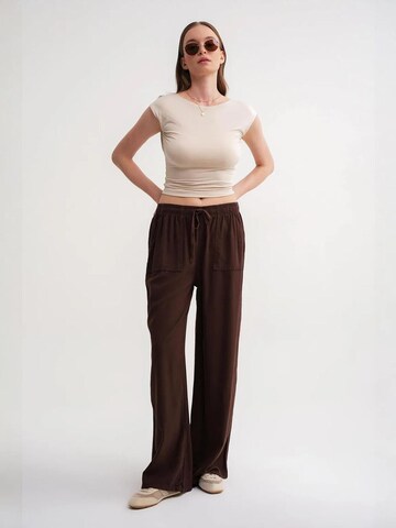 MixRay Wide leg Broek in Bruin