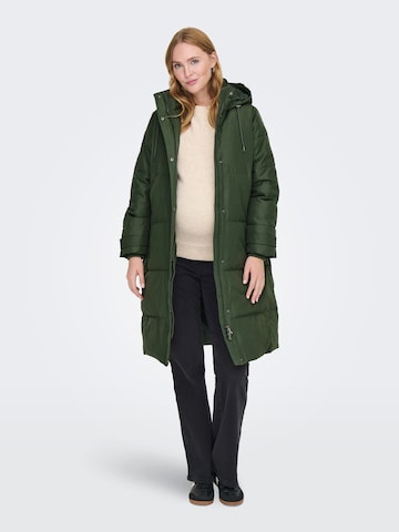 Only Maternity Wintermantel 'OLMIrene' in Groen: voorkant