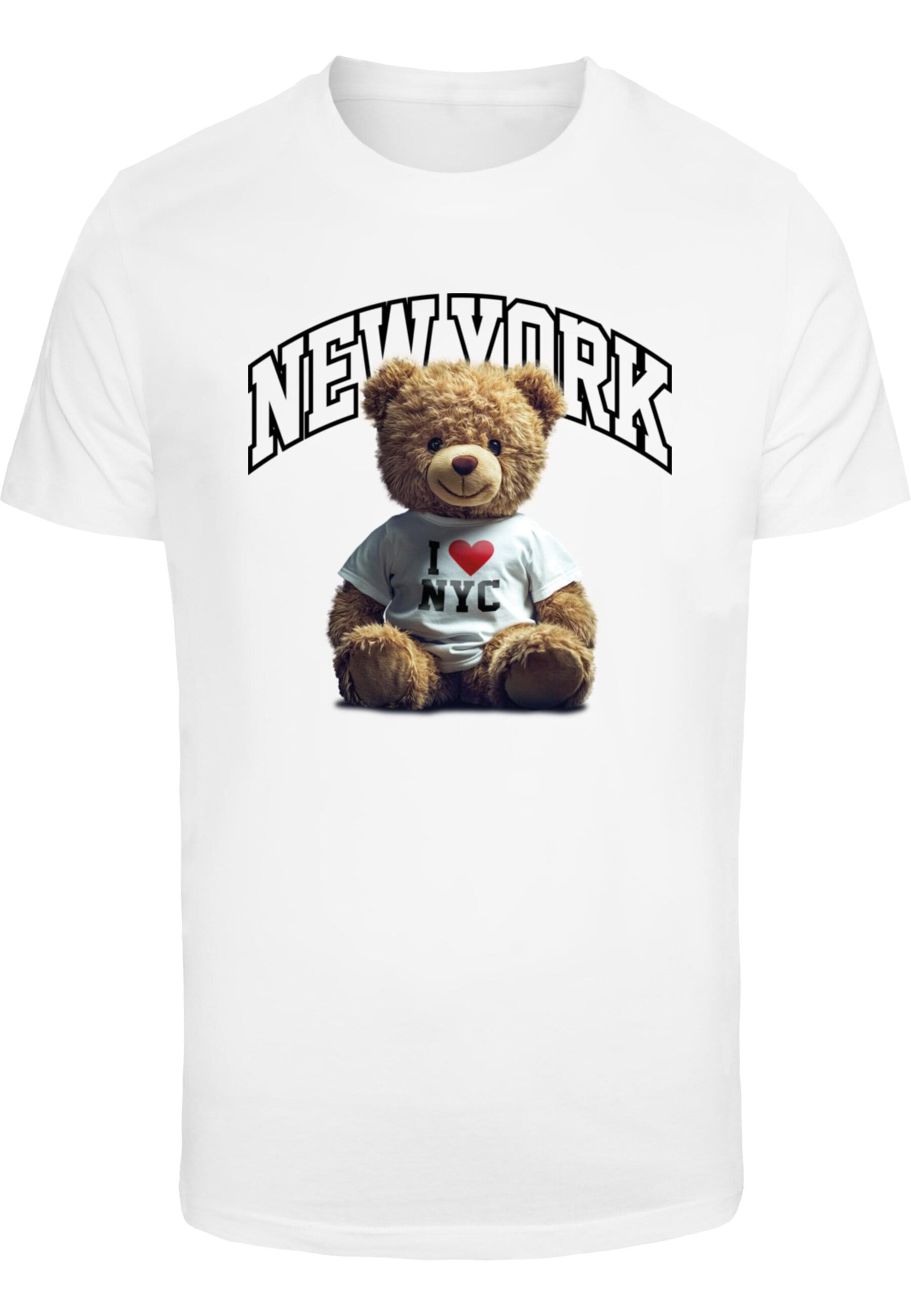T-Shirt 'New York College Bear' Mister Tee en blanc : devant