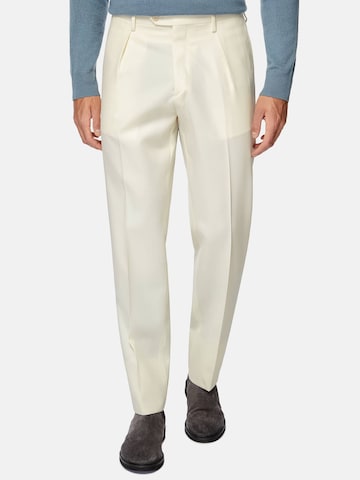 Coupe slim Pantalon à plis 'Gabardine' Boggi Milano en beige : devant