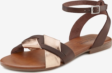 LASCANA Sandalen met riem in Bruin: voorkant