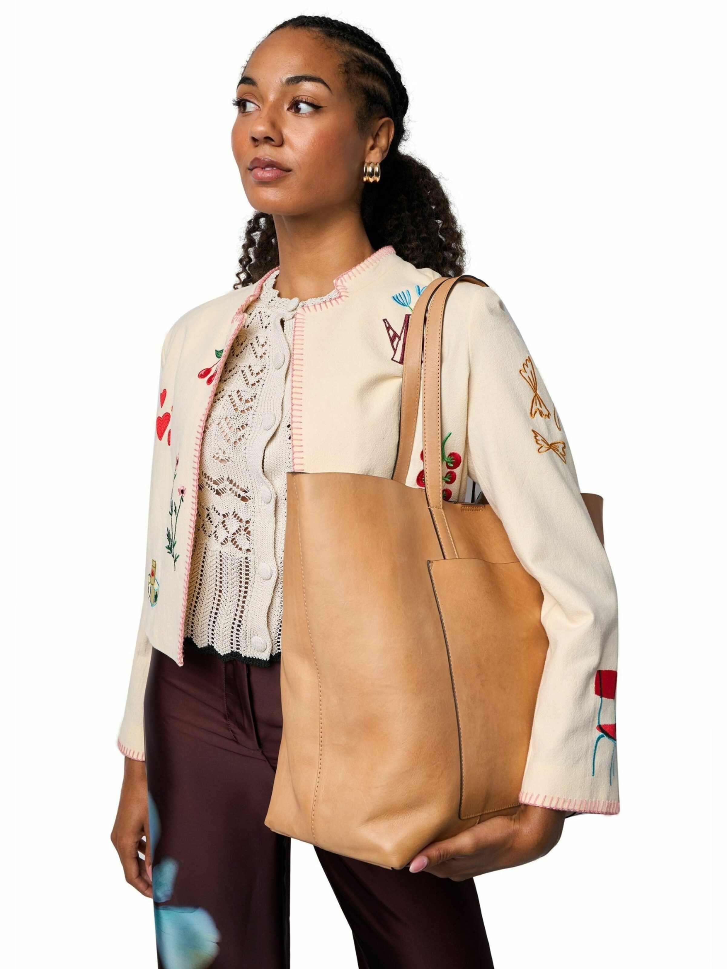 Cabas ' Nuha ' RE:DESIGNED en marron : devant