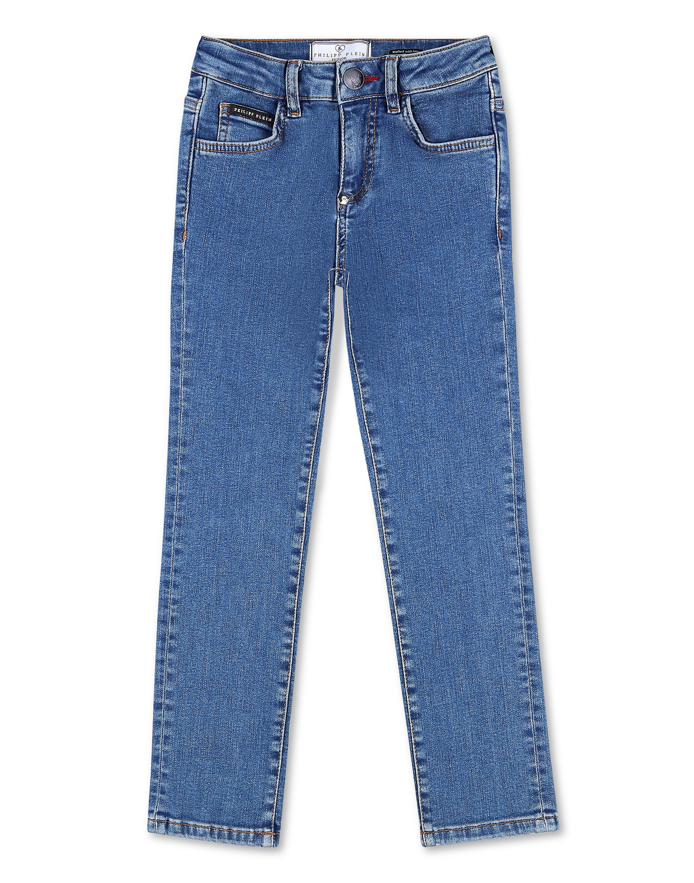 Philipp Plein - Regular Calças de ganga 'Iconic' em azul: frente