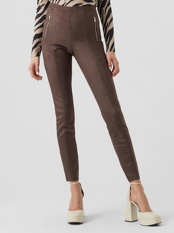 Skinny Leggings 'Donna Dina' VERO MODA en marron : devant