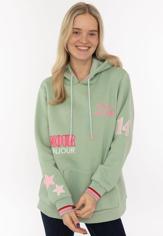 Zwillingsherz Sweatshirt in Groen: voorkant