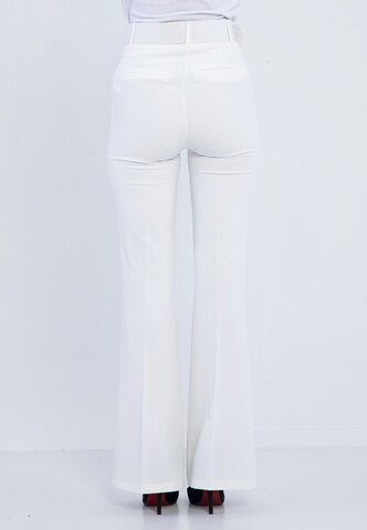 Giorgio di Mare Flared Pleat-Front Pants 'Raffaela' in White