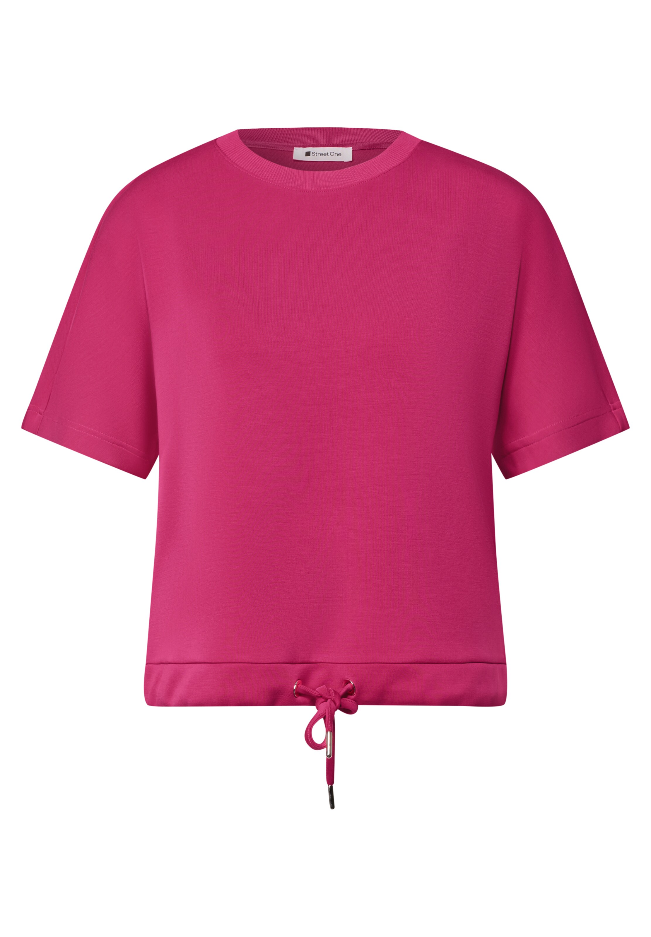 STREET ONE T-Shirt mit Rundhals im Silk-Look in Pink: Vorderseite
