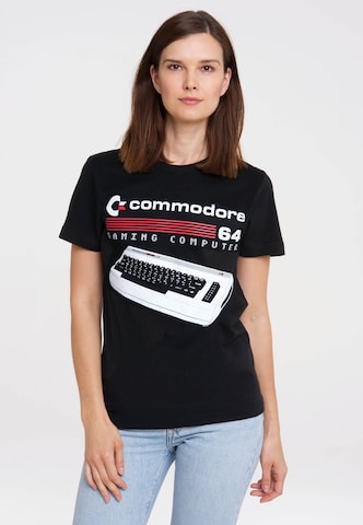 LOGOSHIRT T-Shirt 'Commodore - Gaming Computer' in Schwarz: predná strana
