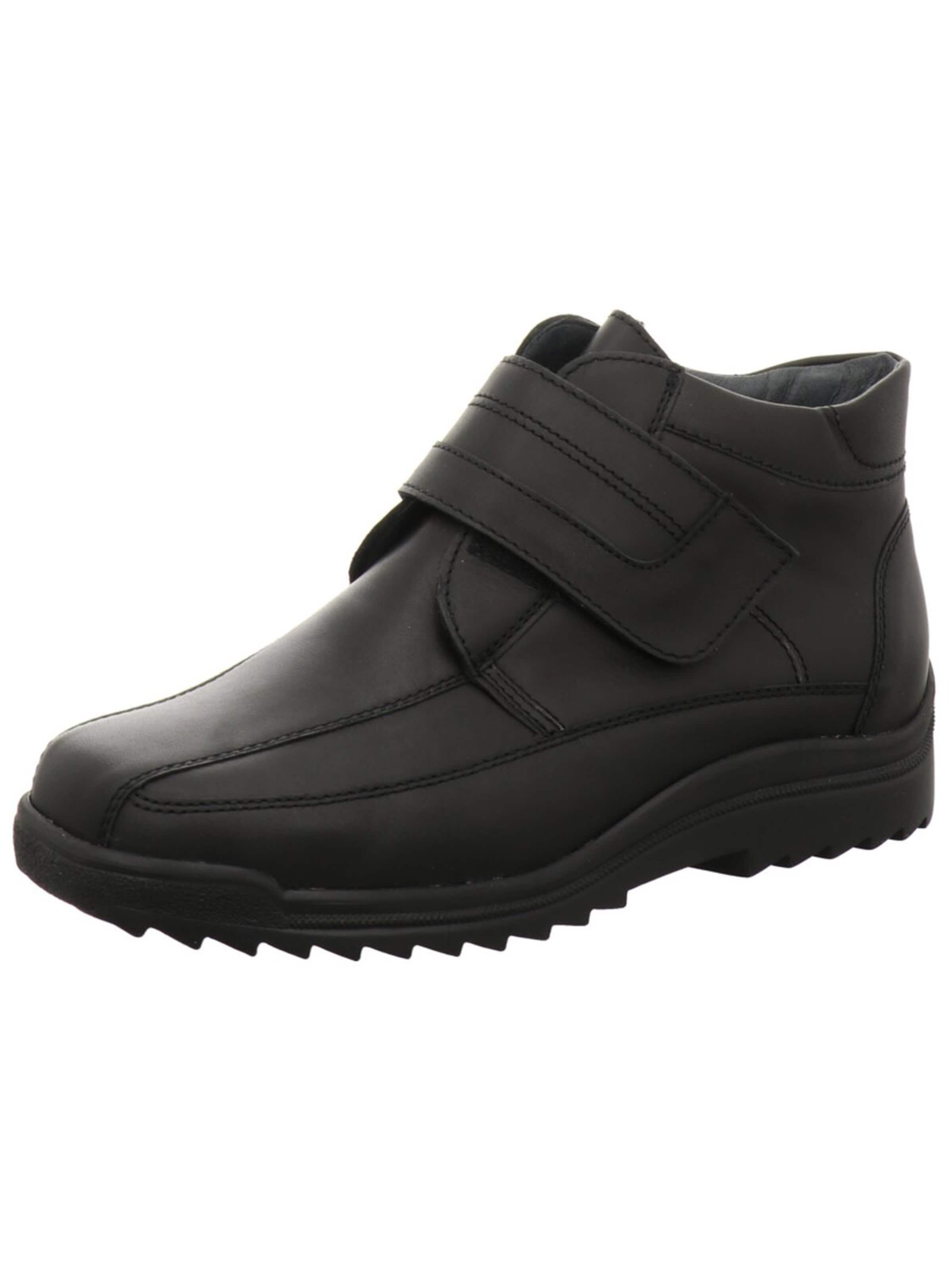 WALDLÄUFER Boots 'Weitschaftstiefel Herren 613901 Echtleder in schwarz'‌‌‌‌‌ in Schwarz: Vorderseite