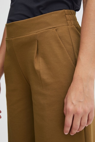 ICHI Wide leg Pleat-Front Pants in Brown