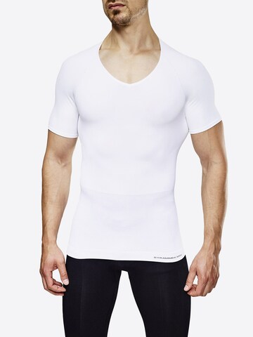 Strammer Max Performance Shirt 'Compression Deep V-Neck' in Weiß