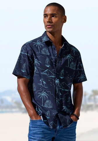 JOHN DEVIN Regular Fit Hemd 'Hawaii' in Blau: Vorderseite