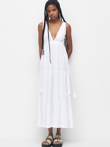 Pull&Bear Summer Dress in White: front
