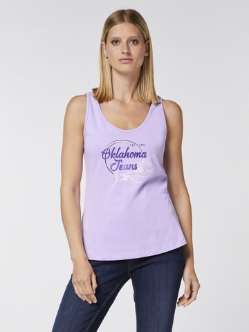 Oklahoma Jeans Top ' mit Label- und Natur-Print ' in Purple: front