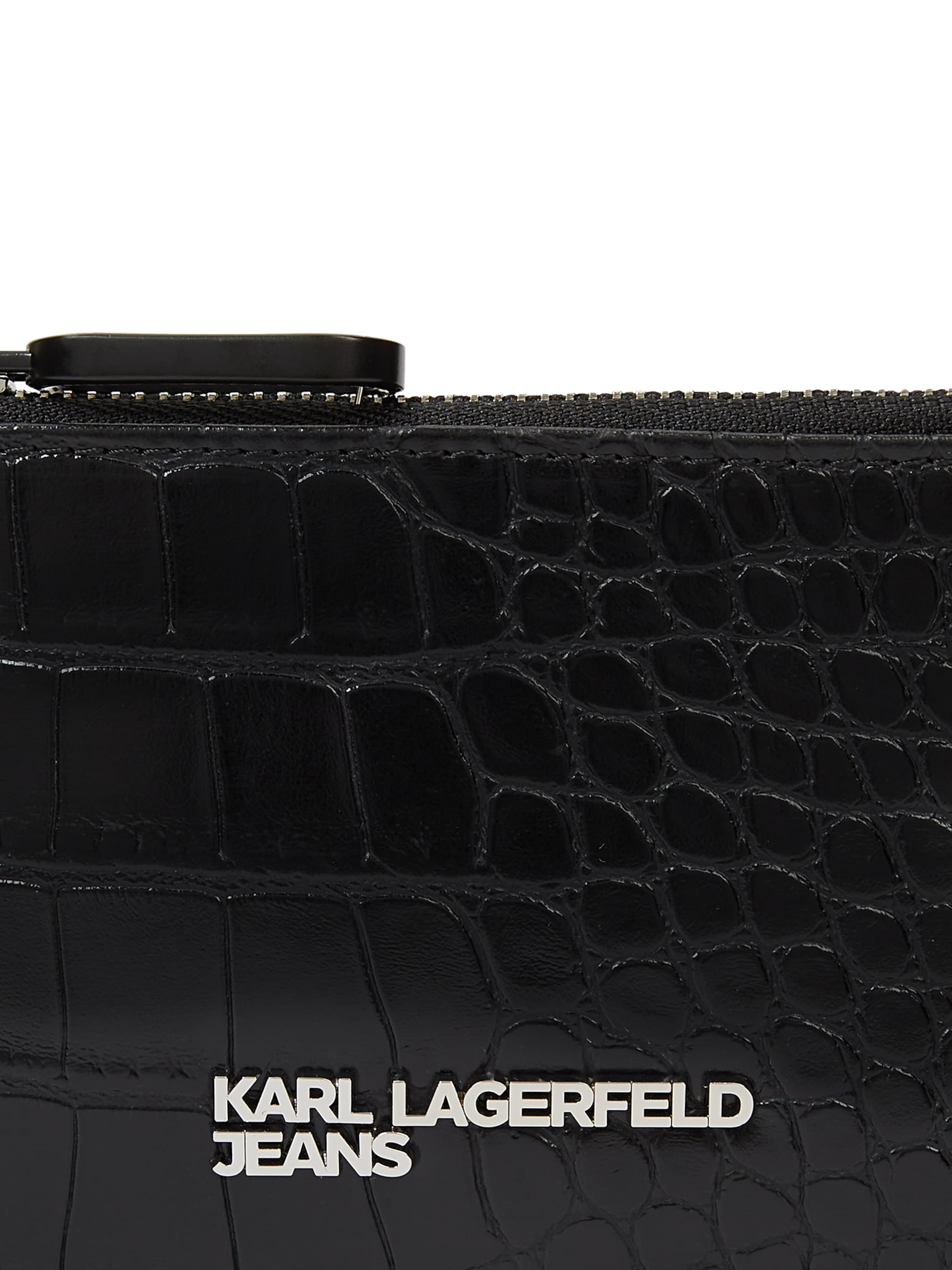 KARL LAGERFELD JEANS - Estojo ' METAL LOGO CROC ' em preto