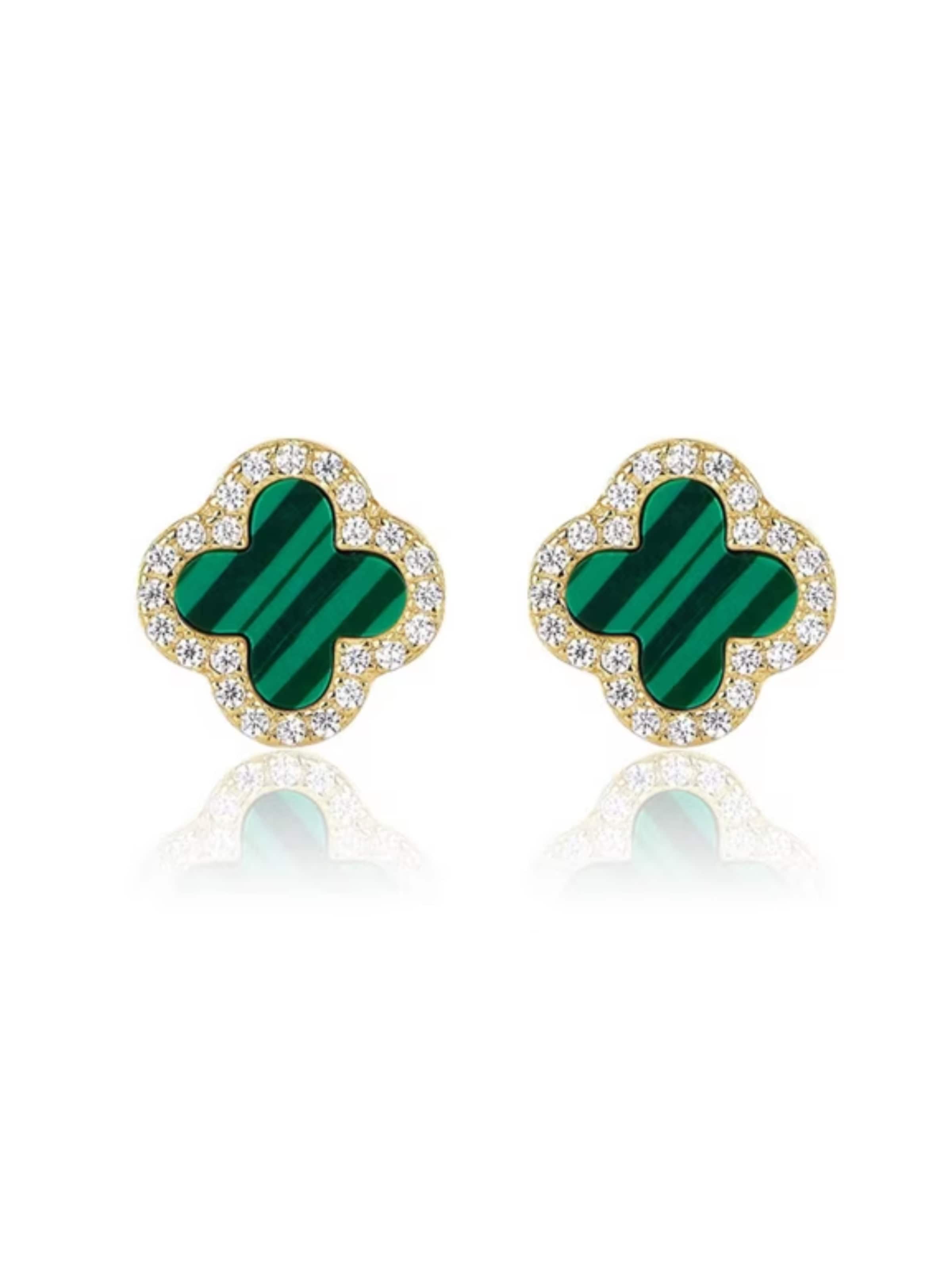 ROUGEMONT Jewellery Earrings 'Kleeblatt' in Green: front