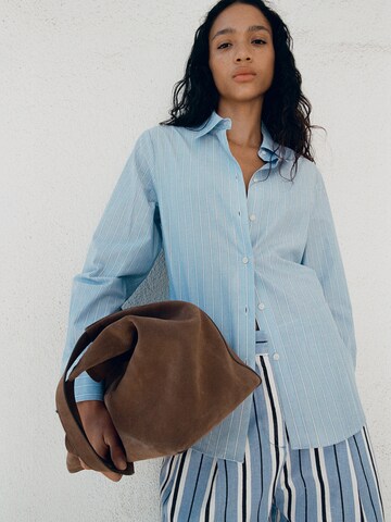 MANGOWide Leg/ Široke nogavice Hlače s naborima 'Trilussa' - plava boja