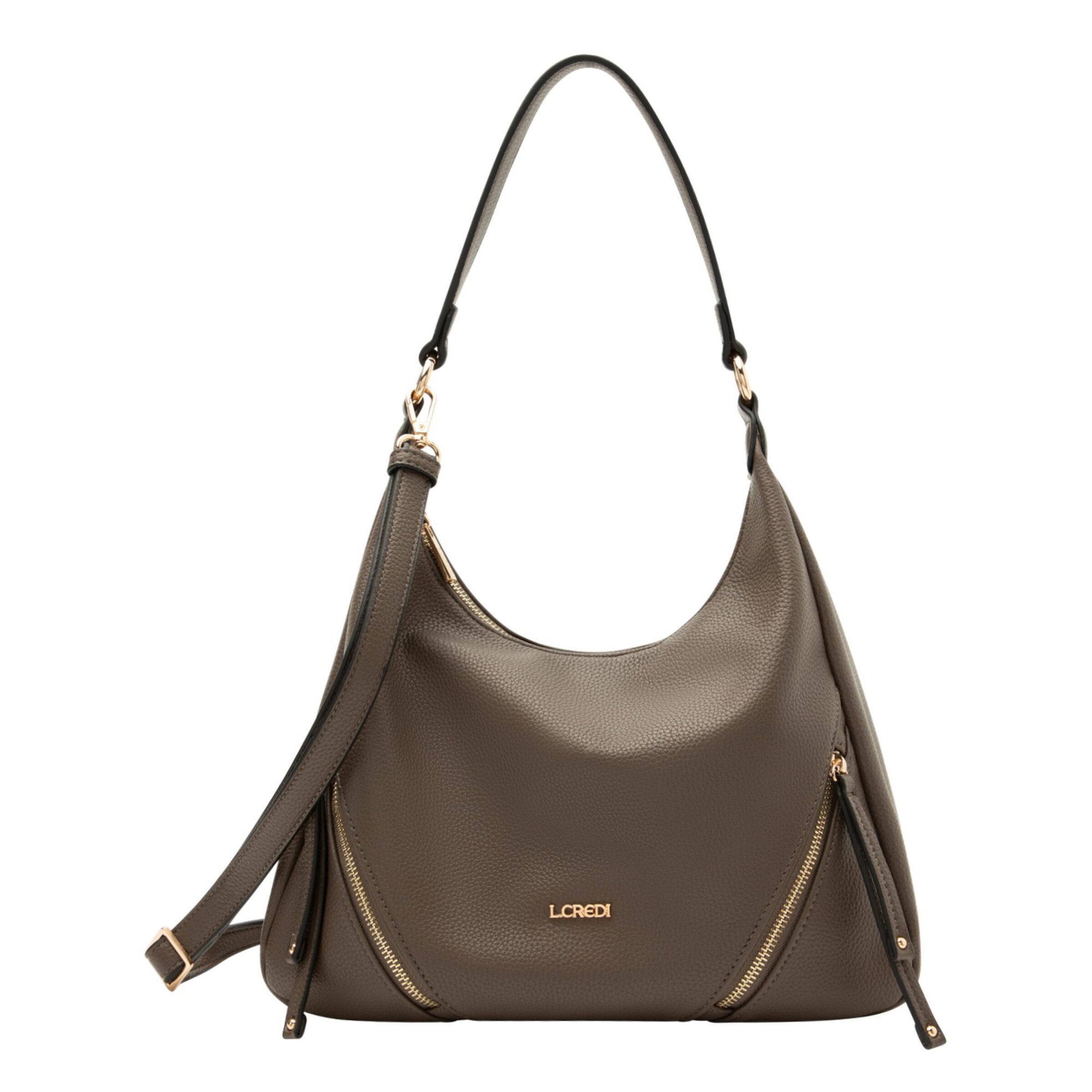 L.CREDI Shoulder Bag 'Priscilla' in Grey: front
