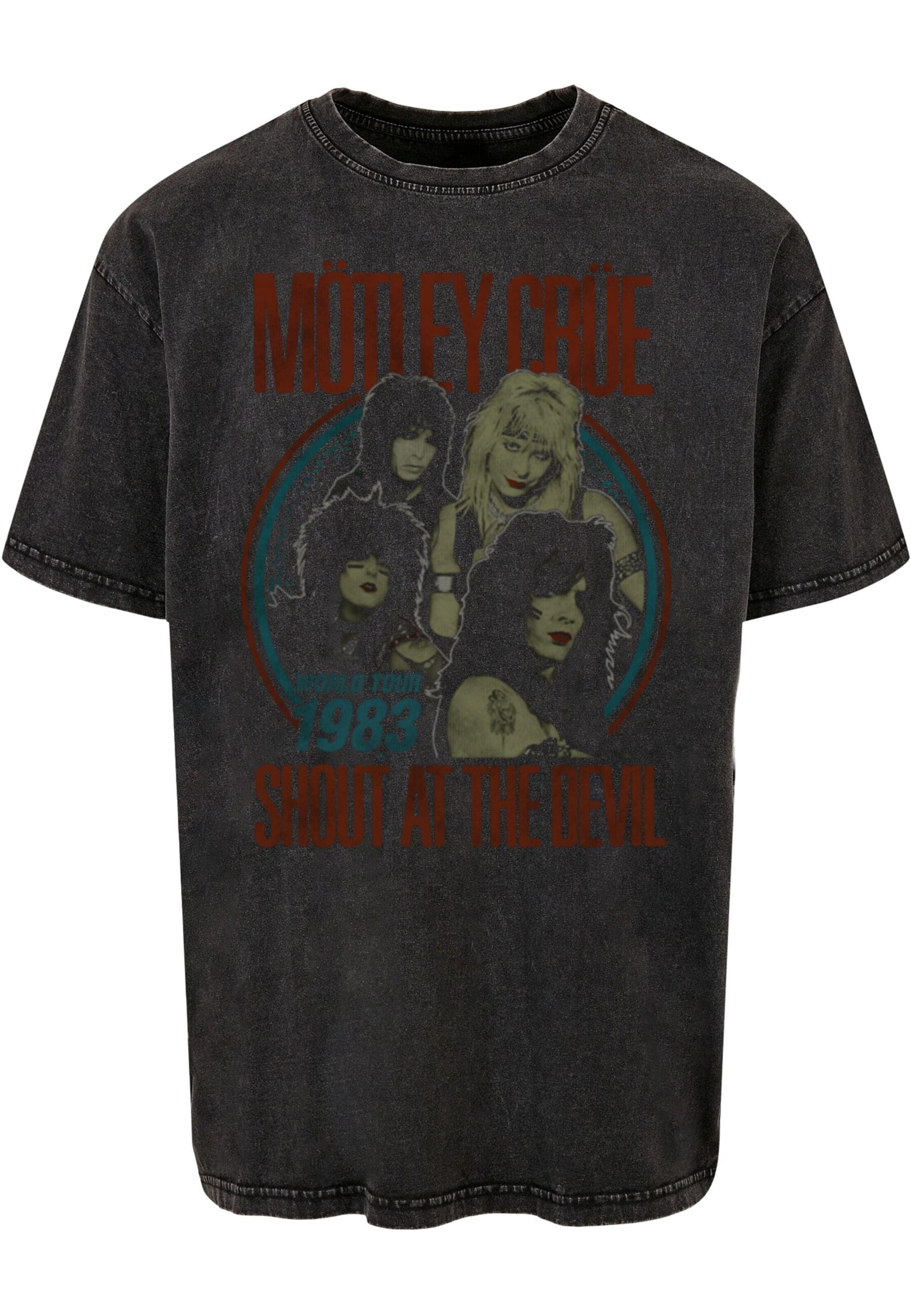 Merchcode Shirt 'Motley Crue - SATD Tour 1983' in Zwart: voorkant