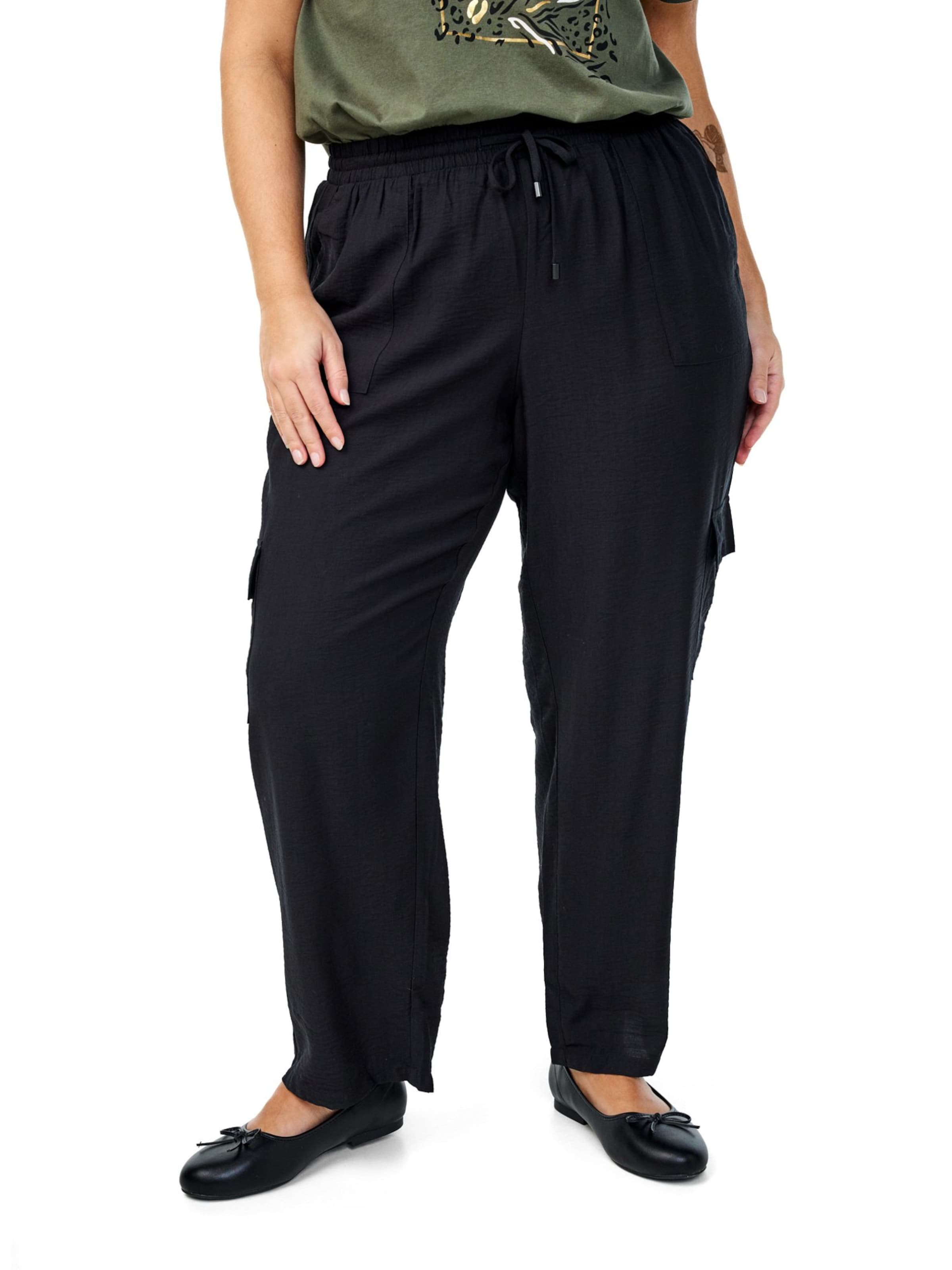 melns Zizzi Vaļīgs piegriezums Kargo bikses 'Cavilma': no priekšpuses