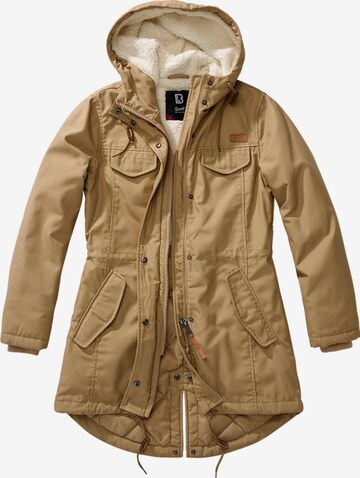 Brandit Between-Seasons Parka 'Marsh Lake' in Brown: front