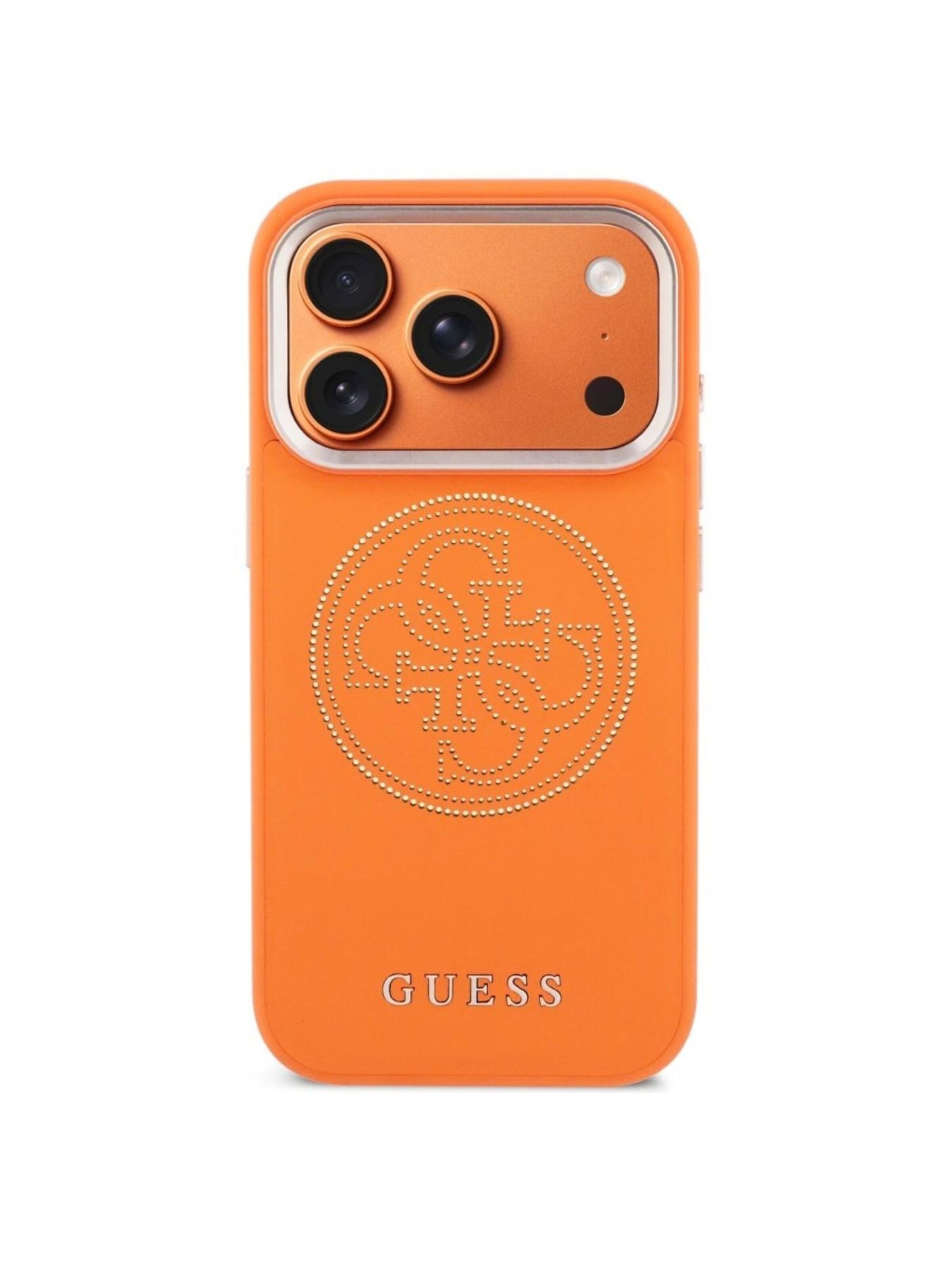 GUESS Smartphonehülle 'Guess Perforated 4G MagSafe for iPhone 18 Pro / iPhone 17 Pro'‌‌‌‌ in Orange: Vorderseite