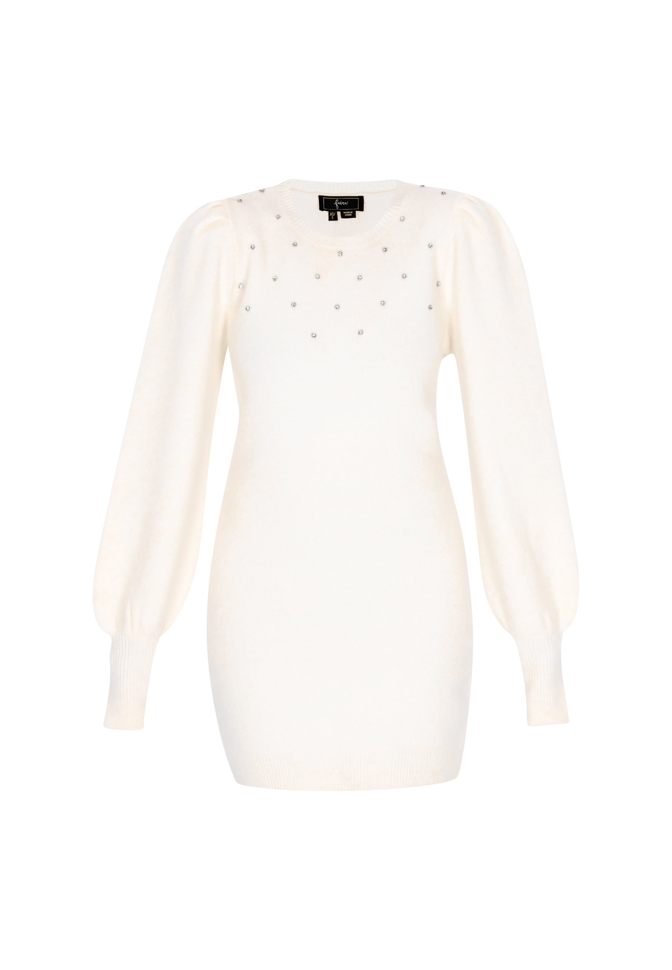 faina Πλεκτό φόρεμα σε λευκό: μπροστά